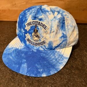Vintage The Citadel Snapback HAT University Square Tag Made In Usa Tie Dye Blue